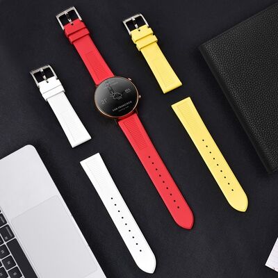 Charm Fluororubber Strap Waterproof Breathable FKM Rubber Smart Watch Band for Apple for Samsung Adjustable Luxury Style
