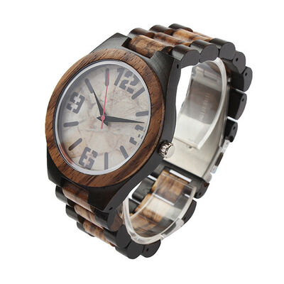 2021 Custom Design Dial Quartz Wood Watch with Stainless Steel Case and Buckle Clasp Limited Edition