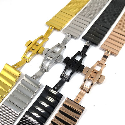 PVD Stainless Steel Solid Link Watch Band - RoHS Compliant
