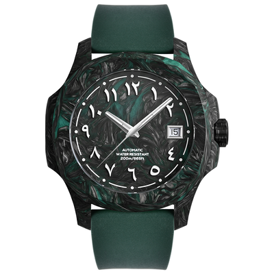 Verdant Nocturne Forged Carbon Arabic Automatic Watch