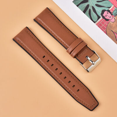 Good price Custom Logo 22mm Smooth Leather Strap Retro Vintage Charm Watch Band for Men Fashionable TPU PU Material online