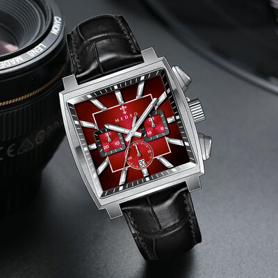 Good price Stainless Steel Square Men's Quartz Watch, ODM Supported | Comes With Genuine Leather Strap - Made in Shenzhen, China online