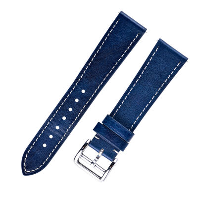 Good price Western Cowboy Blue Full-grain Textured Leather Strap With Stainless Steel Buckle online
