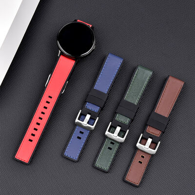Good price Stainless Steel Buckle Fashionable Soft Silicone and Genuine Leather Watch Strap for Various Smartwatch Brands online