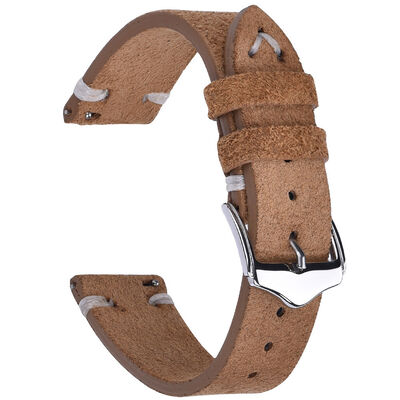 Good price 20/22MM Handmade Suede Genuine Leather Watch Strap with Engraved Logo online