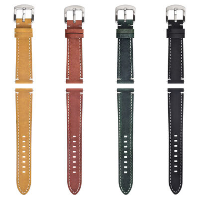 Good price OEM ODM Supported 2022 Custom Natural Soft Comfortable Leather Watch Band With Brushed Watch Buckle 22mm online
