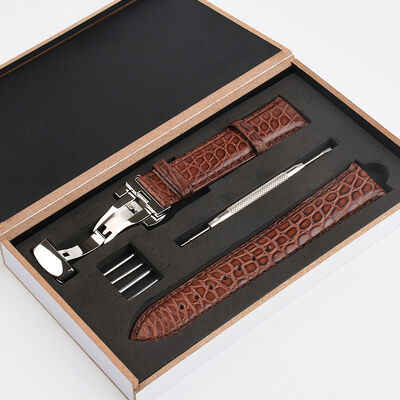 Good price Popular Style Black Crocodile Pattern Genuine Leather Watch Strap for Fashionable Look online