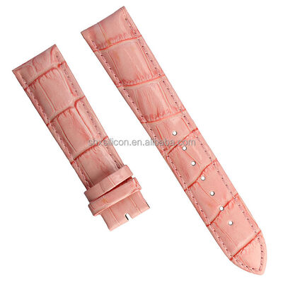 Good price Pink Bamboo-patterned Genuine Leather Strap With Stainless Steel Buckle | Logo And Color Can Be Customized. online
