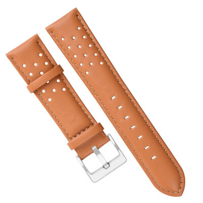Good price Sunny Orange Double-perforated Wide Genuine Leather Strap online