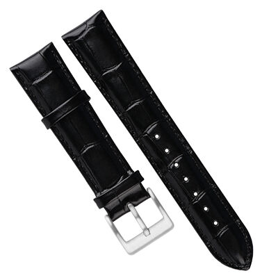 Good price Obsidian Black Alligator Pattern Genuine Leather Strap online