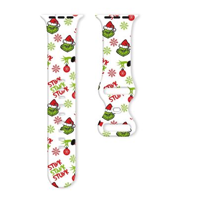 Good price Custom 22mm Silicone Grinch Christmas Strap Band for Apple Watch Series 10 Breathable and Fashionable 's Custom Product online