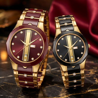 Good price AuraCrest Duo Quartz Watch | Ceramic Couple Wholesale online
